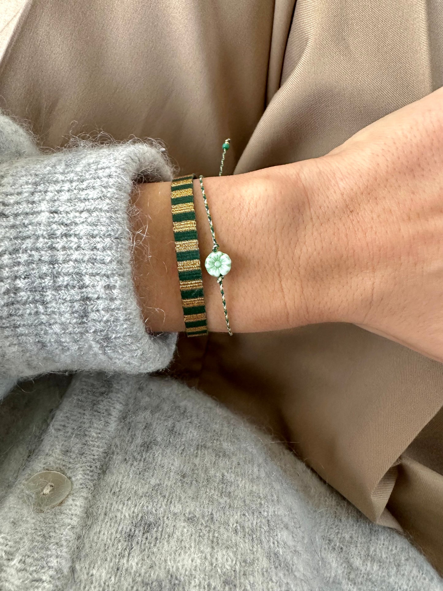 Luca bracelet (green & gold)